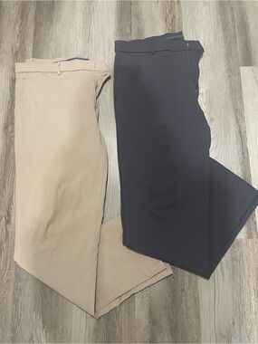 Men's Bundle of Michael Strahan Chino Pants in Beige and Charcoal Gray- Slim Fit